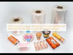 Film rétractable PE avec une épaisseur de 30–200 microns, une largeur de 100–2000 mm et une longueur de 30–1000 mètres pour un emballage sécurisé