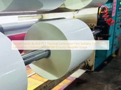 La longueur varie selon le rouleau. Film de lamination thermique PET adapté aux plastifieuses thermiques. Largeur personnalisable assurant une utilisation polyvalente.